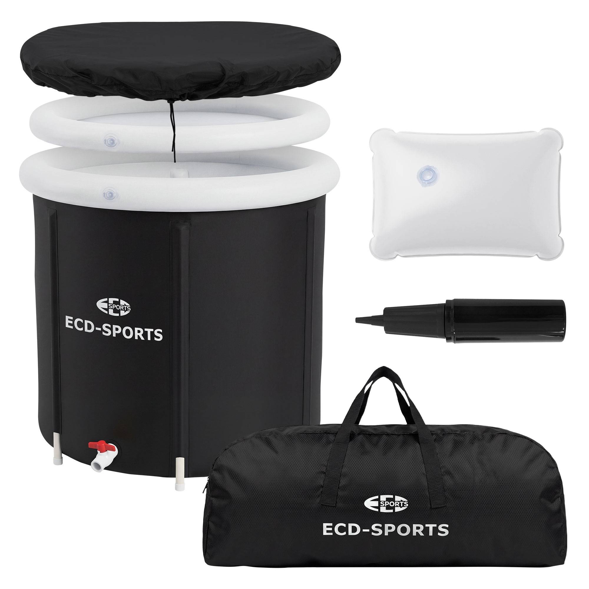 Ecd-Germany - Bain de glace Ø 80 cm tonne d'immersion isolée 350 L avec kit complet baignoire pliable pour cryothérapie récupération musculaire cuve d’eau froide - Image 1