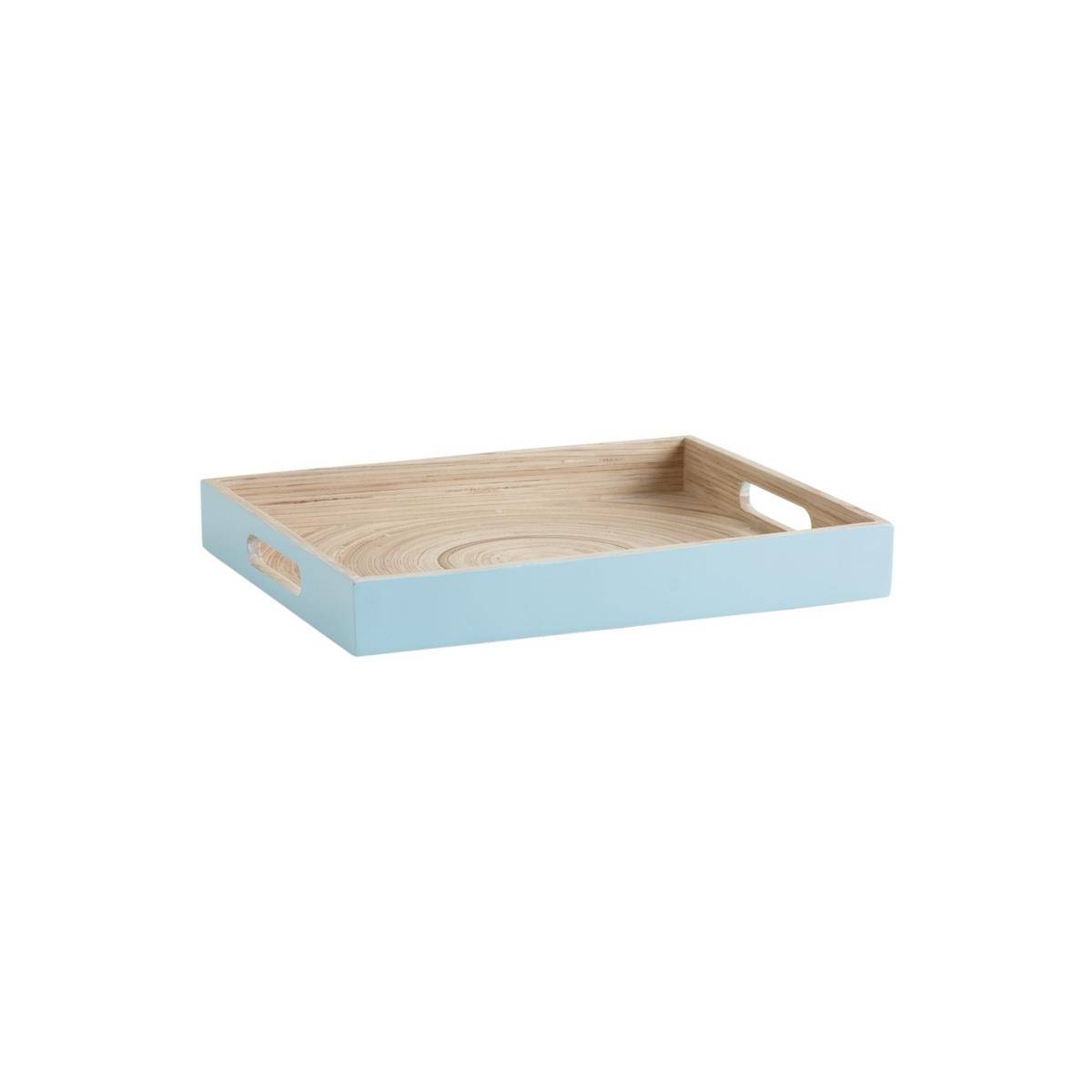 Aubry Gaspard - Plateau rectangulaire en bambou laqué bleu Rectangulaire - Image 1