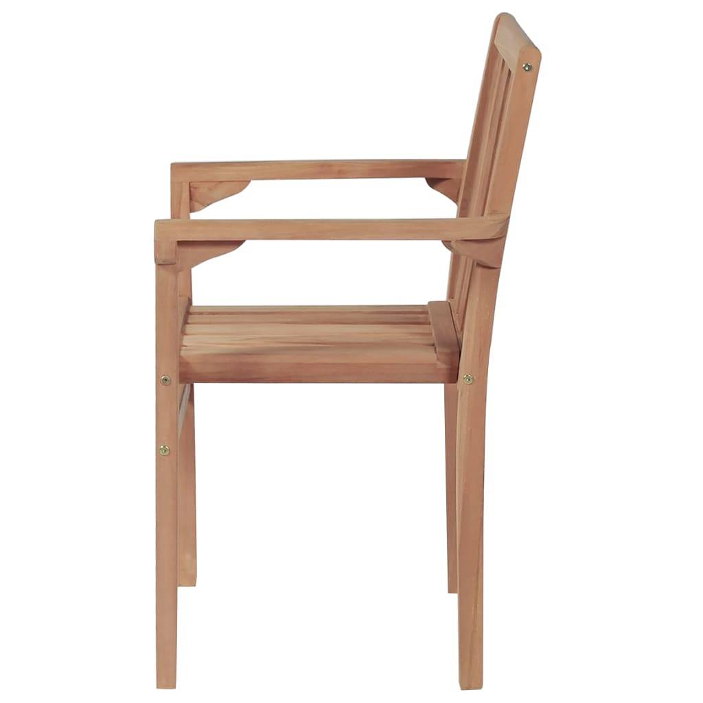 Vidaxl - Chaises de jardin empilables avec coussins lot de 4 Teck solide vidaXL 3073398 - Image 7