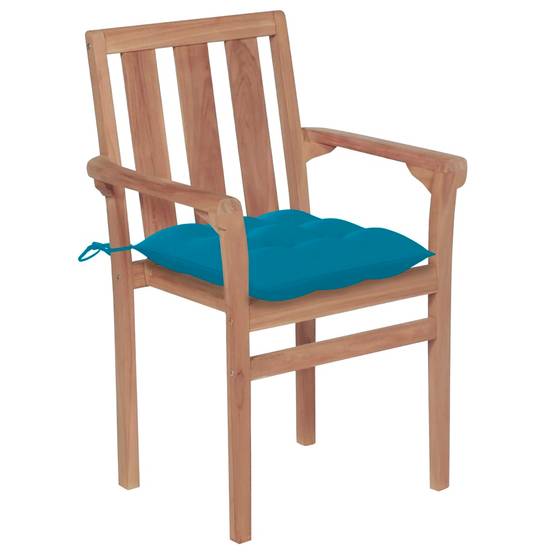 Vidaxl - Chaises de jardin empilables avec coussins lot de 4 Teck solide vidaXL 3073398 - Image 9