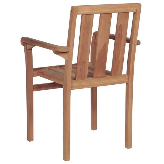 Vidaxl - Chaises de jardin empilables avec coussins lot de 4 Teck solide vidaXL 3073398 - Image 8