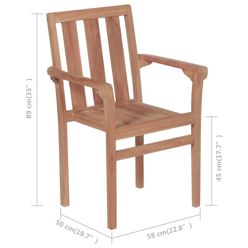 Vidaxl - Chaises de jardin empilables avec coussins lot de 4 Teck solide vidaXL 3073398 - Image 3