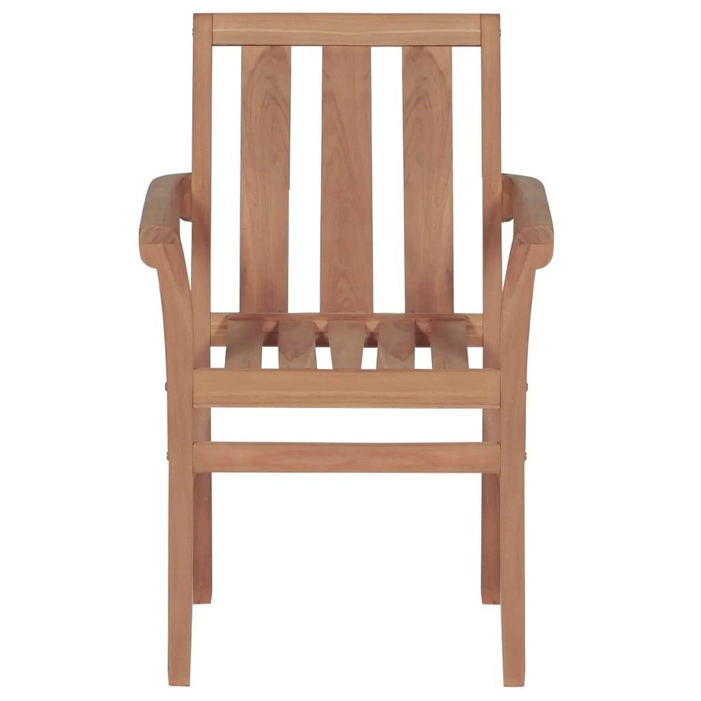 Vidaxl - Chaises de jardin empilables avec coussins lot de 4 Teck solide vidaXL 3073398 - Image 6