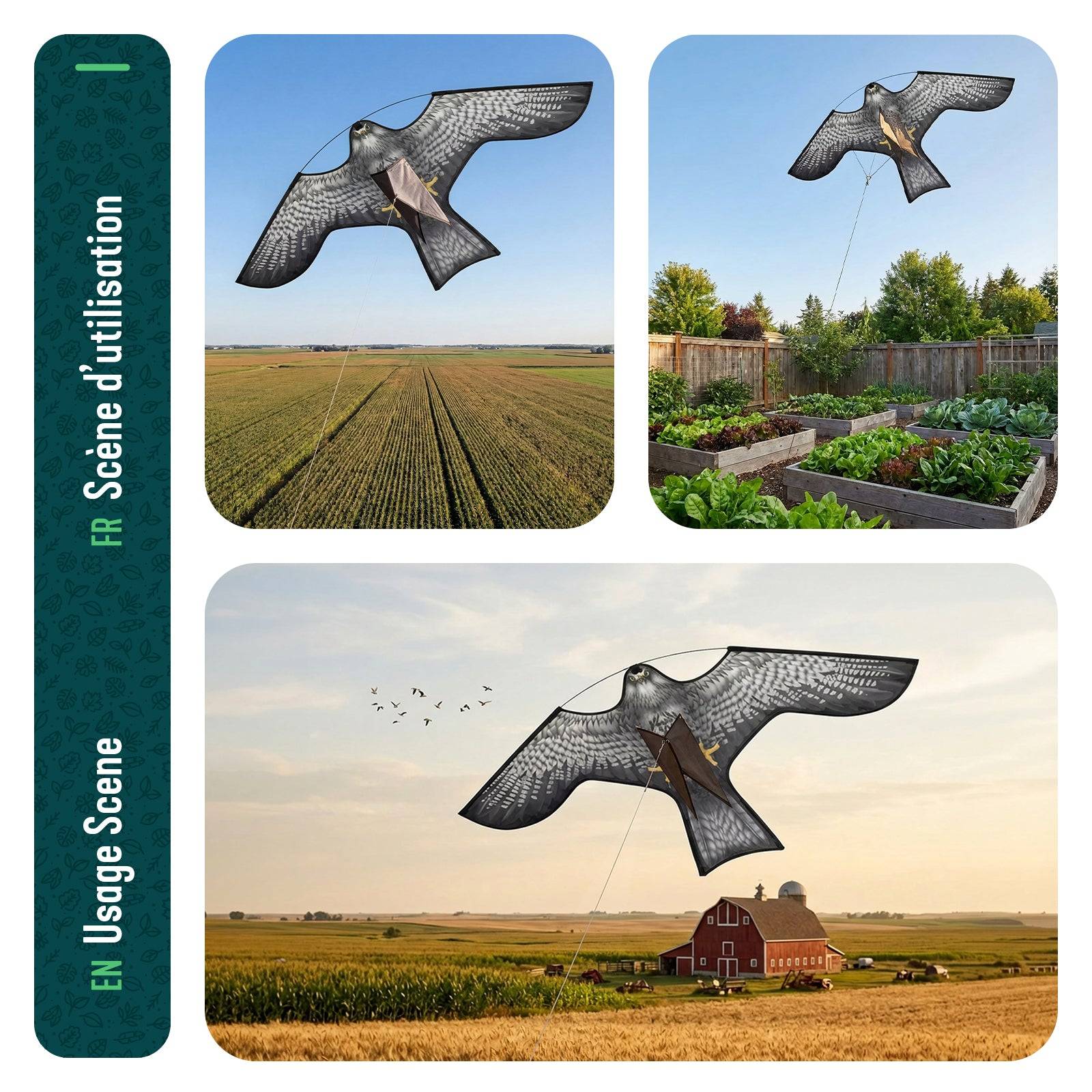 Cerf volant anti oiseaux effaroucheur sans mat Faucon modele C - Image 6
