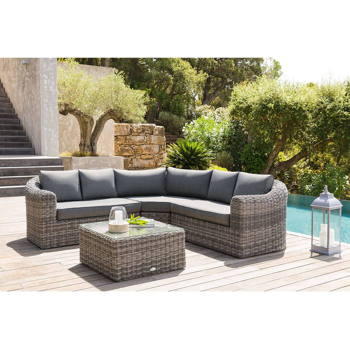 Hesperide - Coussins de remplacement pour salon d angle "Mooréa" terre d ombre 5 places en polyester Hespéride - Image 2