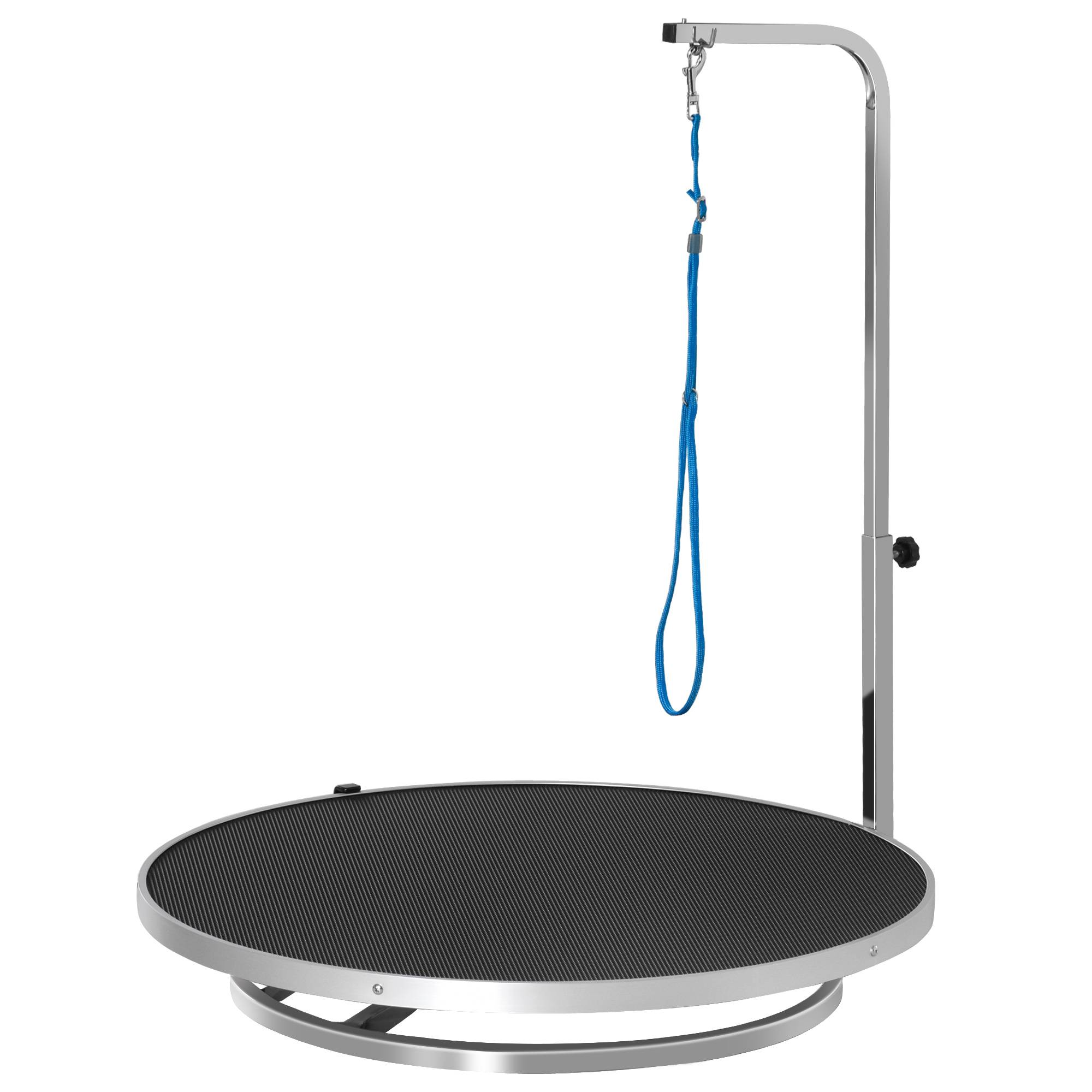 Table de toilettage pivotante, acier inox, noir, 65 x 65 x 72 cm - PANGIVO