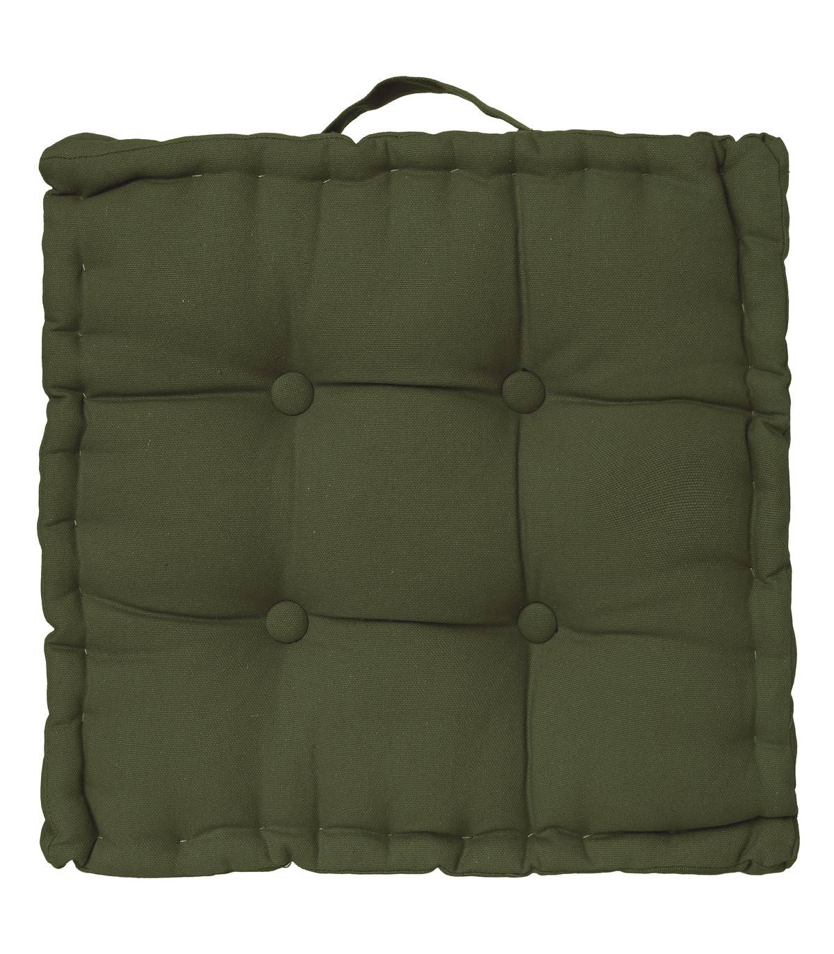 Coussin de Sol en Coton Vert Kaki 40 x 40 cm - Image 1