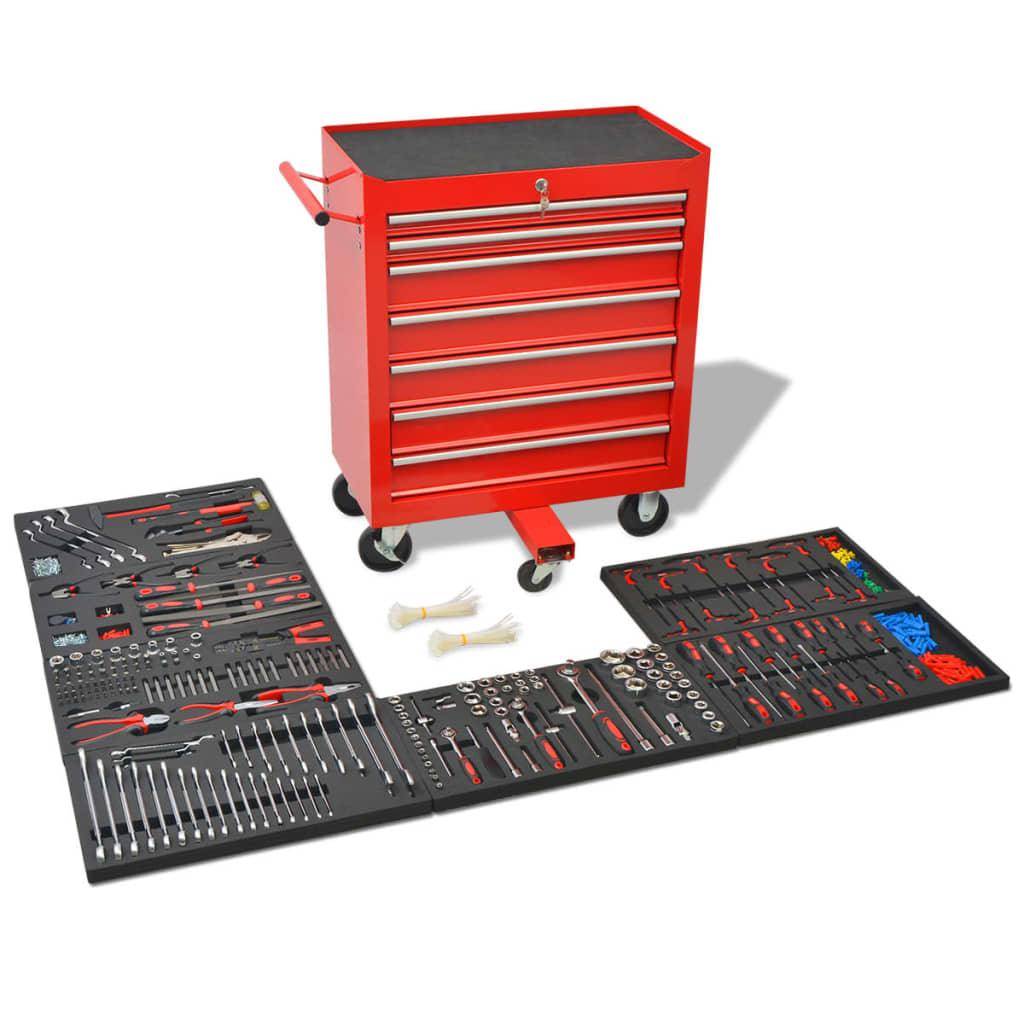 Helloshop26 - Chariot à outils pour atelier avec 1 125 outils acier Rouge - Image 1