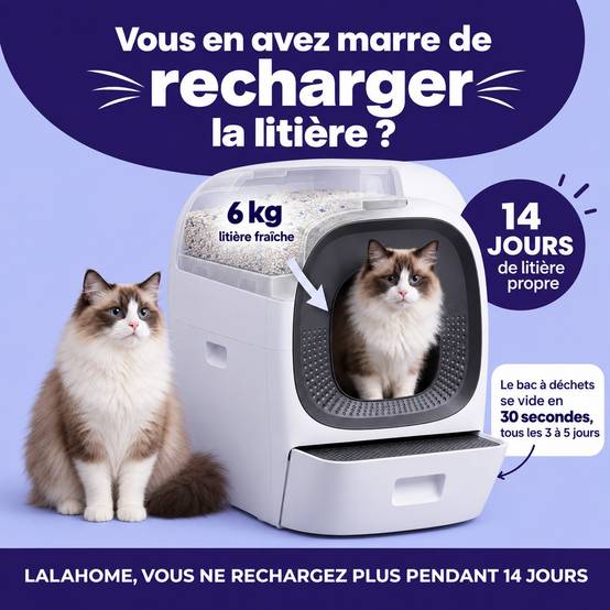 Litière automatique auto-nettoyante auto-remplissage 80L LALAHOME - Image 2