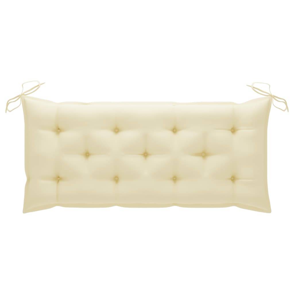 Helloshop26 - Banc de jardin meuble de patio d'extérieur terrasse avec coussin blanc crème 120 x 51,5 x 84 cm bois de teck massif - Image 7