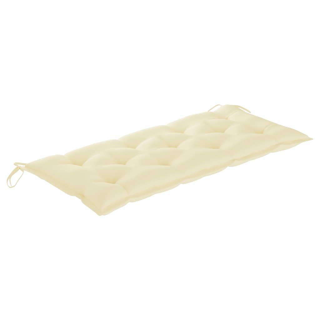 Helloshop26 - Banc de jardin meuble de patio d'extérieur terrasse avec coussin blanc crème 120 x 51,5 x 84 cm bois de teck massif - Image 6