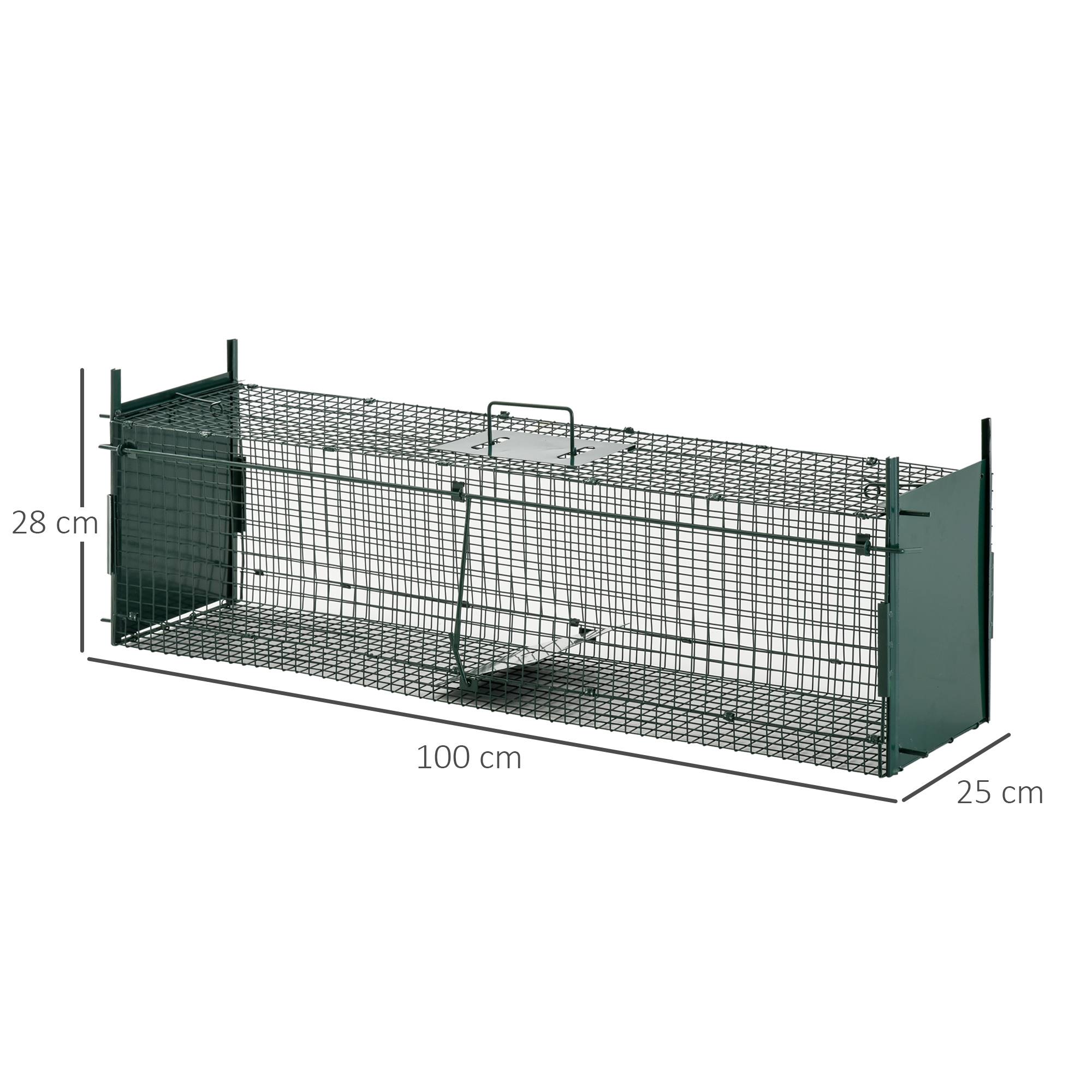Cage piège pour petits animaux, cage pour souris et rats avec double porte, 100x25x28 cm - Image 5