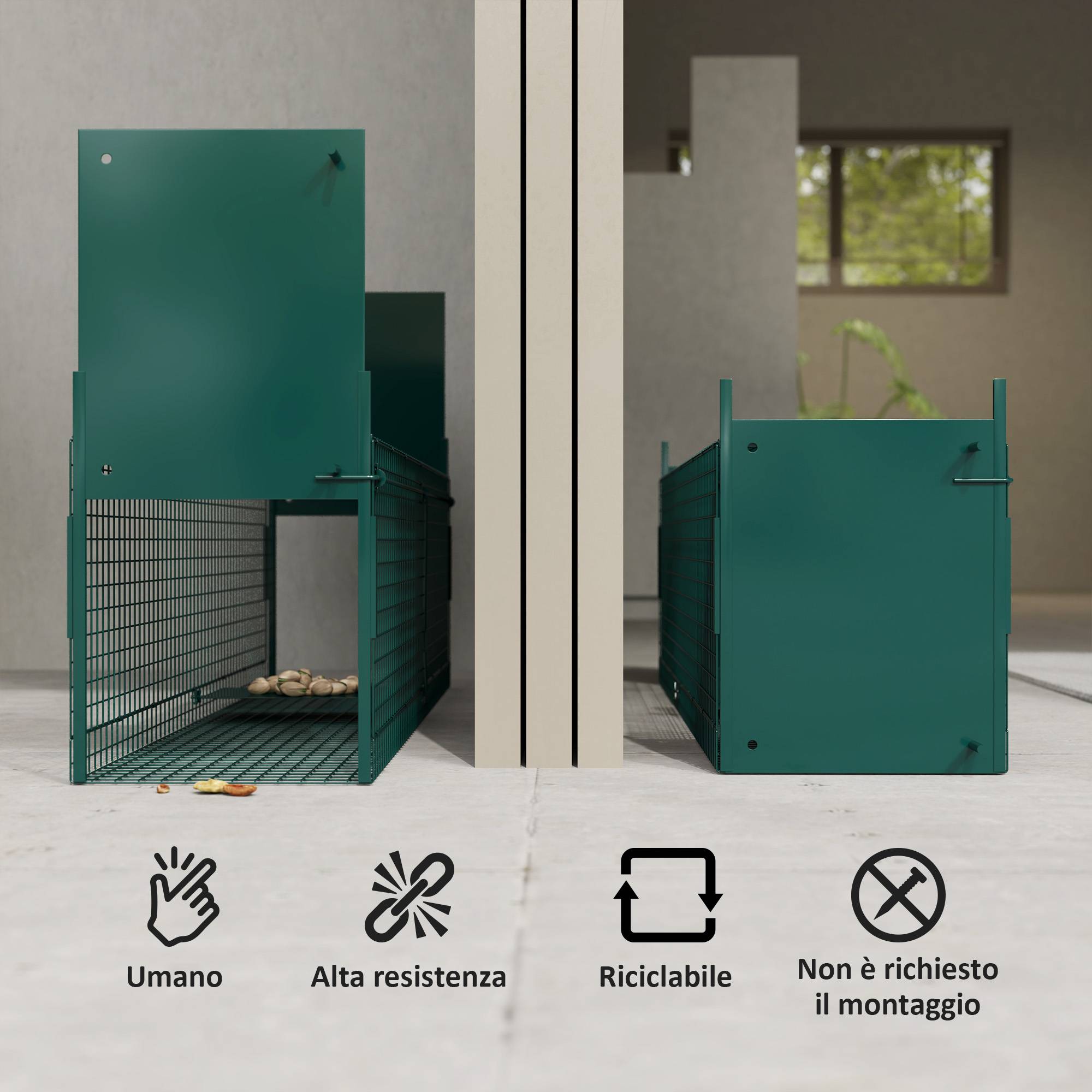 Cage piège pour petits animaux, cage pour souris et rats avec double porte, 100x25x28 cm - Image 8