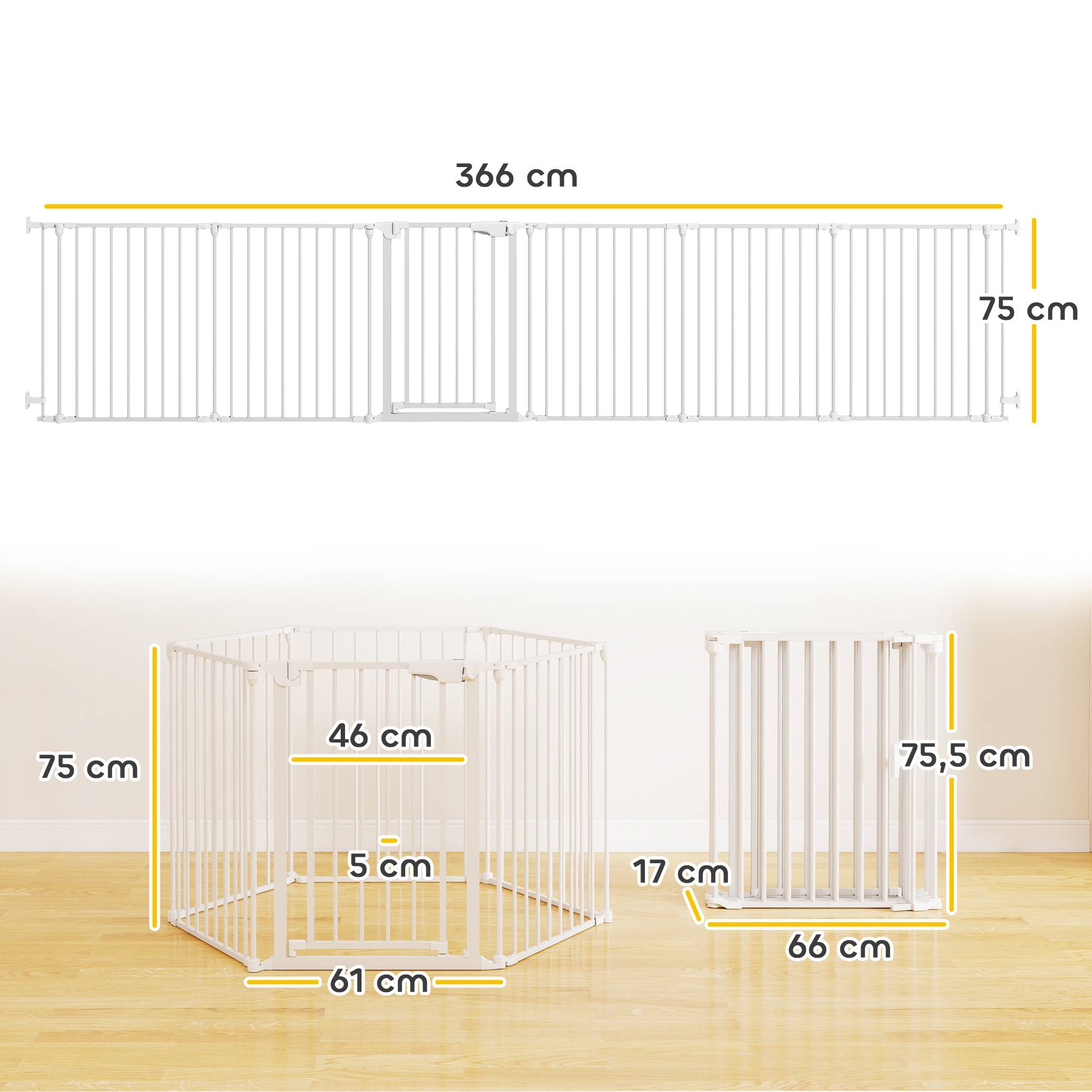 Barrière pliable pour chien, clôture pour animaux de compagnie à 6 panneaux, barrière à double verrouillage pour escaliers et couloirs, blanche - Image 5
