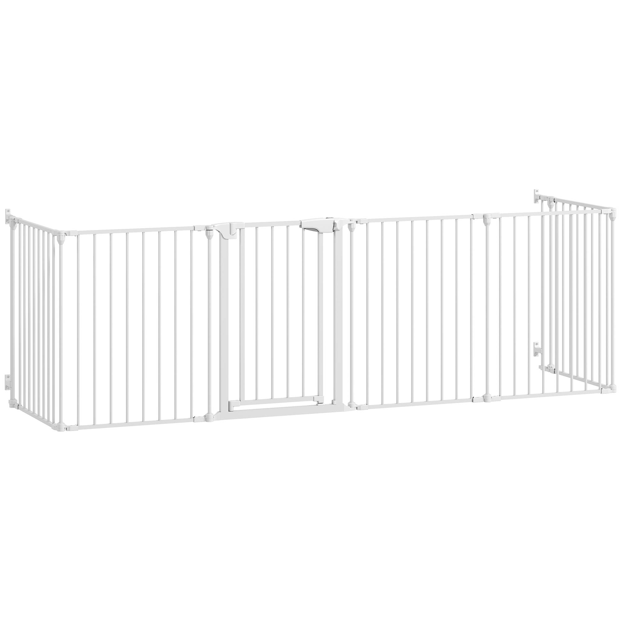 Barrière pliable pour chien, clôture pour animaux de compagnie à 6 panneaux, barrière à double verrouillage pour escaliers et couloirs, blanche - Image 2