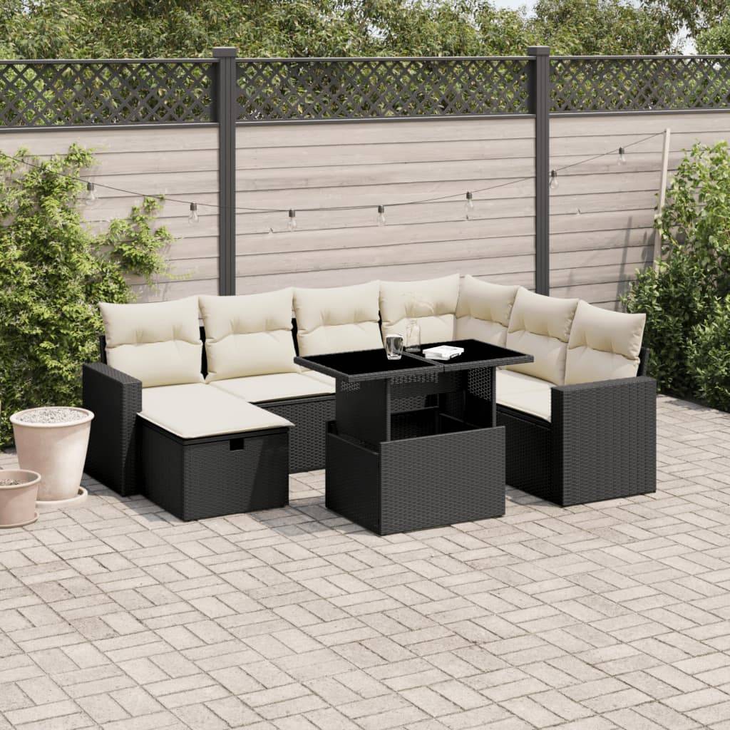 Vidaxl - Salon de jardin 8 pcs avec coussins noir résine tressée vidaXL 3274836 - Image 1
