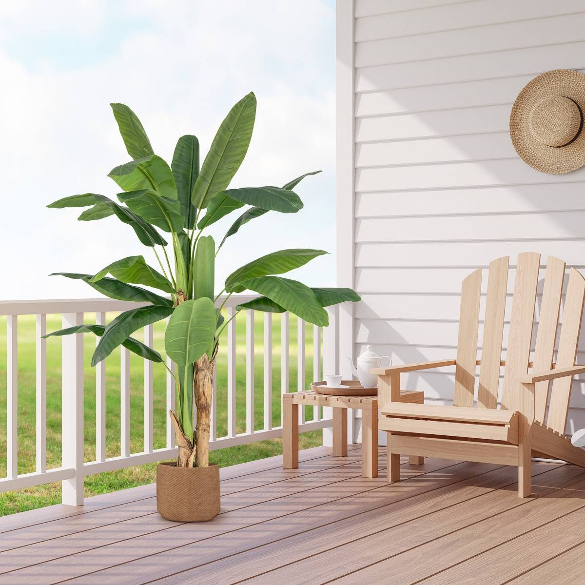 Maison Chic - Plante Artificielle en Pot de 150cm en Plastique Pot en Ciment 2 Mousse avec 18 Grandes Feuilles pour Bureau Maison - Image 4