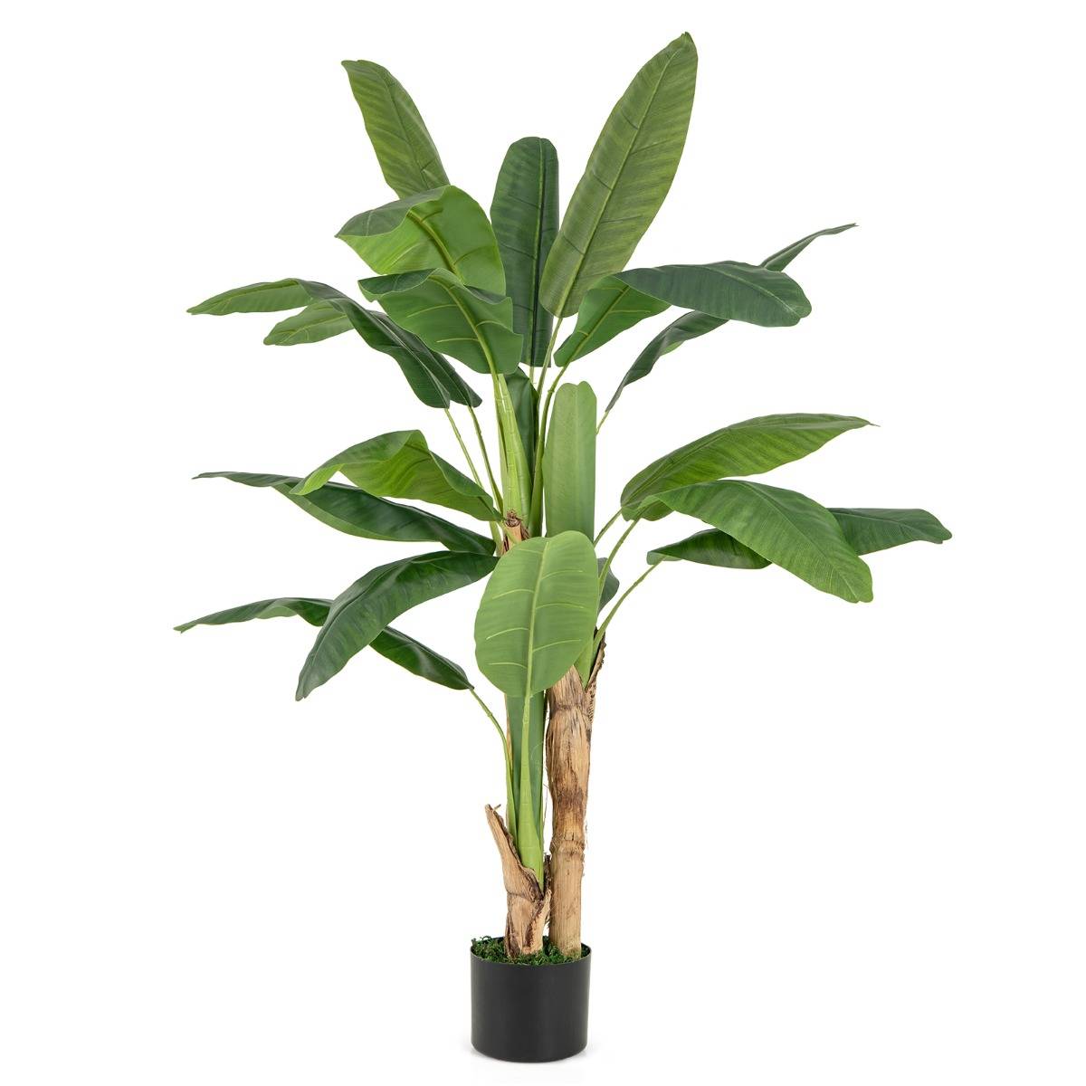Maison Chic - Plante Artificielle en Pot de 150cm en Plastique Pot en Ciment 2 Mousse avec 18 Grandes Feuilles pour Bureau Maison - Image 1