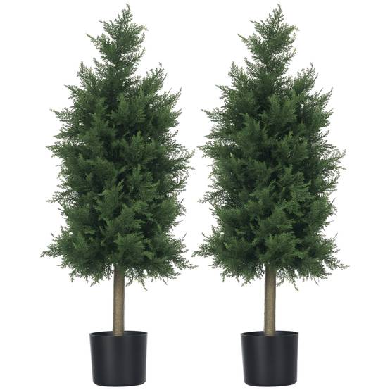 Lot de 2 plantes artificielles Cèdre avec pot, hauteur 90 cm, Conifère, 38L x 12,5l x 90H cm - Image 1