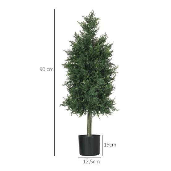 Lot de 2 plantes artificielles Cèdre avec pot, hauteur 90 cm, Conifère, 38L x 12,5l x 90H cm - Image 5
