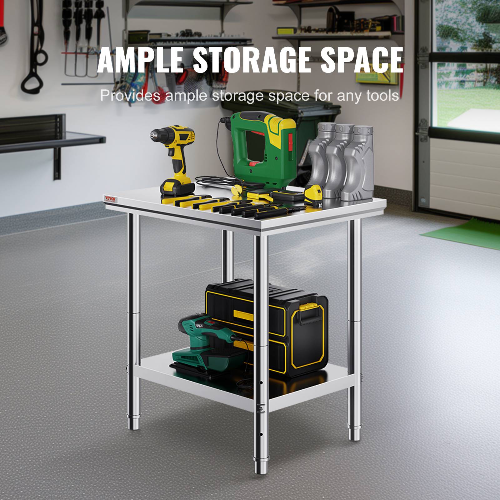 Vevor - VEVOR Table travail cuisine inox 60x76x80cm 2 étages, pour préparation repas, hôtels, bureaux, hôpitaux. - Image 4