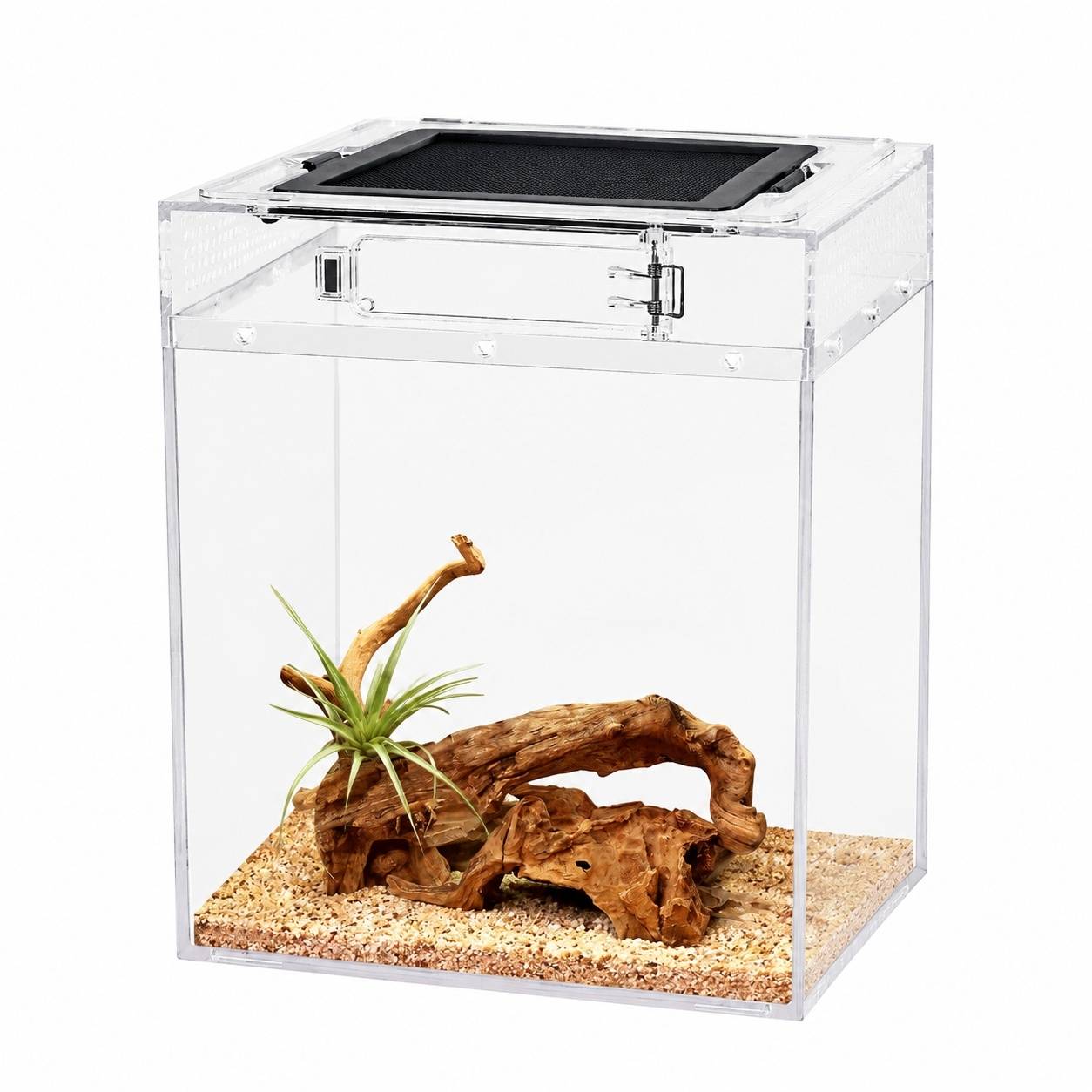 Kit Terrarium Haut pour Reptiles Amphibiens Invertebrés Ventilation Écran Métal Anti-Chute - Image 1