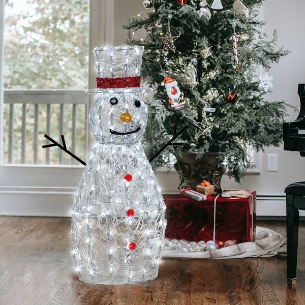Lotti - Bonhomme de neige lumineux Noël 3D à piles H90cm 180 LED blanc froid 8 modes IP44 Timer SMART Connect  Lotti - Image 1