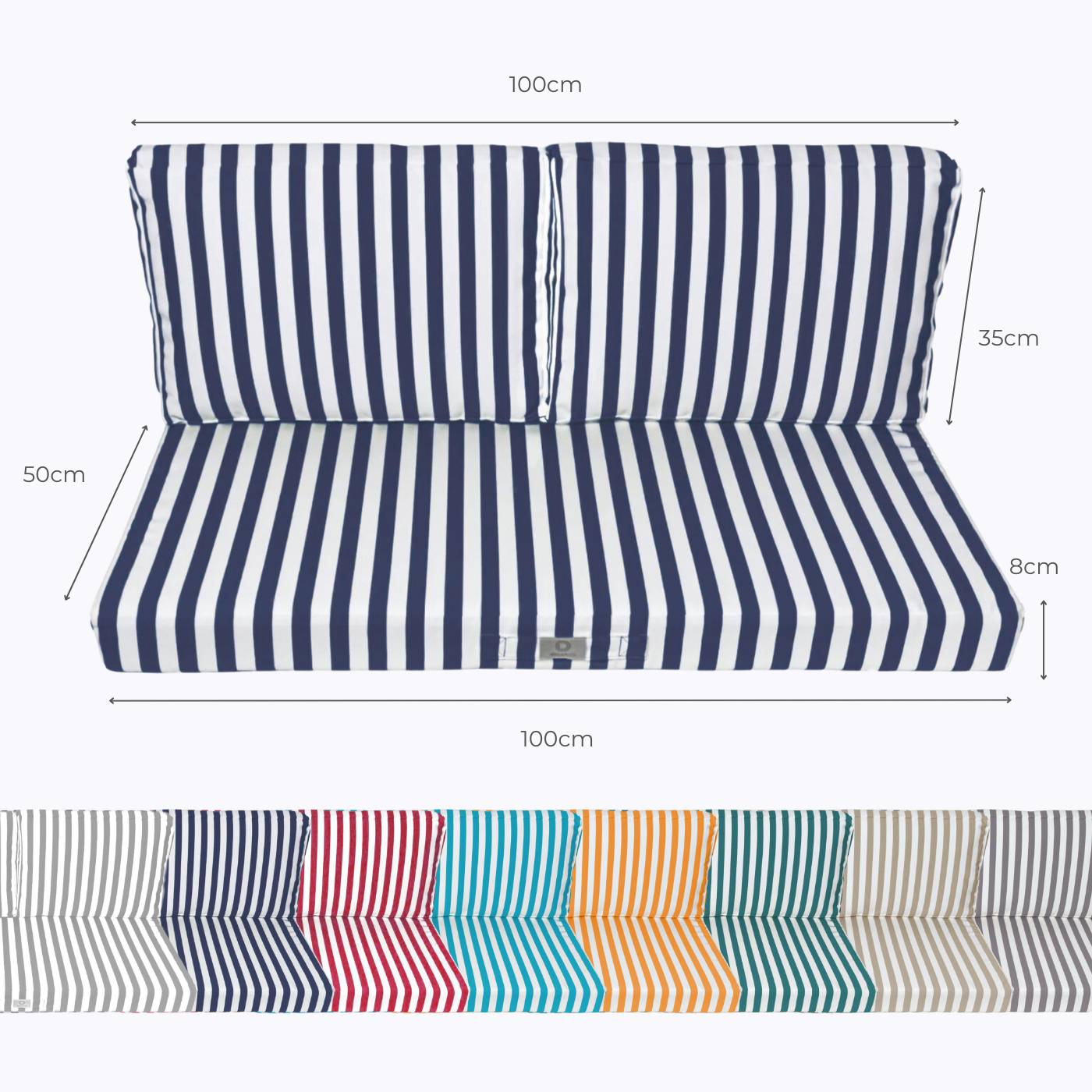 Coussins pour salon de jardin déhoussable 100x50cm Rayure bleu marine - Déco arts - Image 5