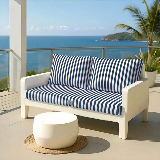 Coussins pour salon de jardin déhoussable 100x50cm Rayure bleu marine - Déco arts - Image 2