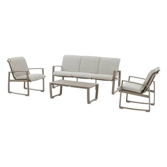 Hesperide - Salon de jardin "Boreane" Noisette & café 5 places en aluminium texaline et polyester Hespéride - Image 1