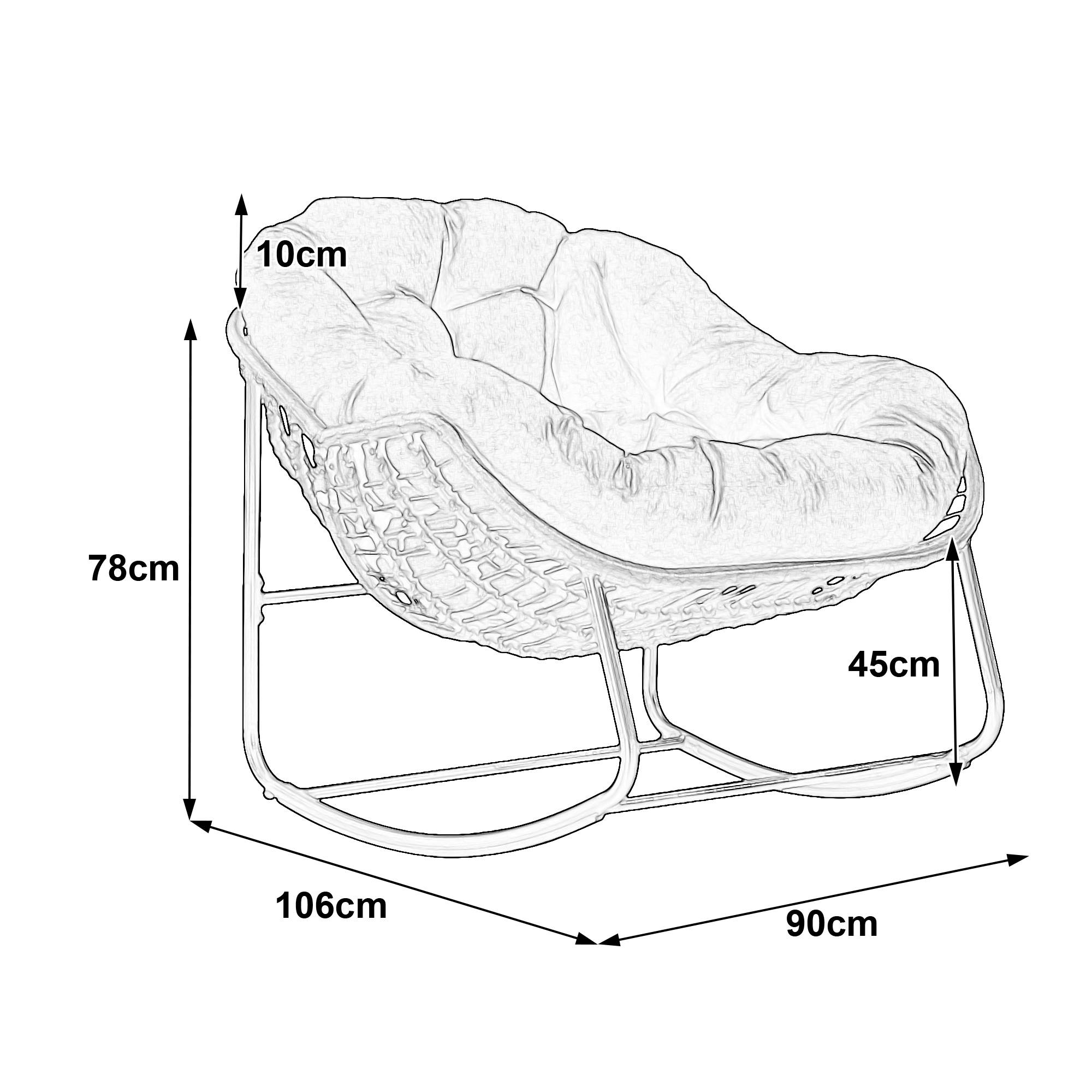 Fauteuil à bascule œuf rotin synthétique jardin salon coussin ergonomique 106x90x78cm Rose - ComfortXL Outdoor Living - Image 2