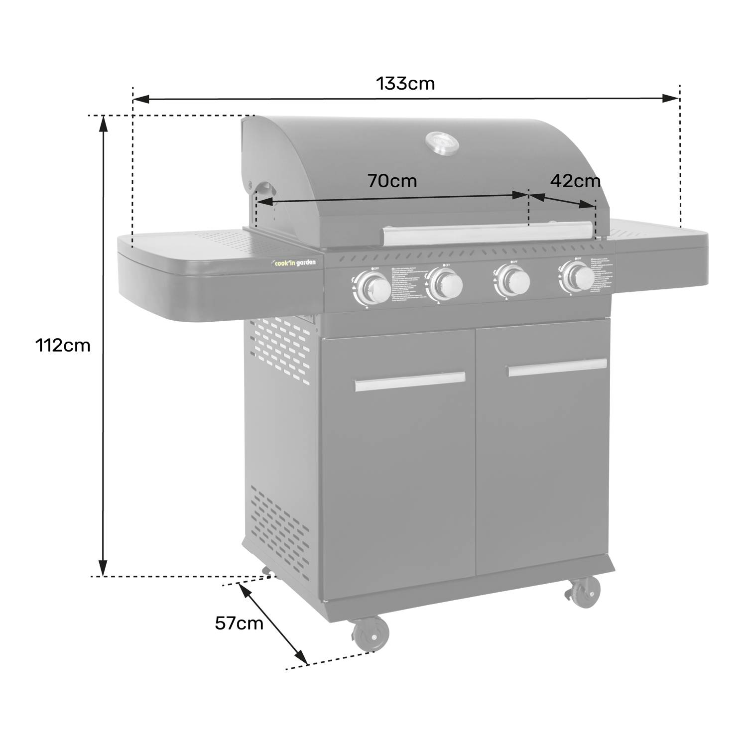 Cook in Garden - Barbecue au gaz FYRA avec thermomètre - 4 brûleurs - COOK'IN GARDEN - Image 7