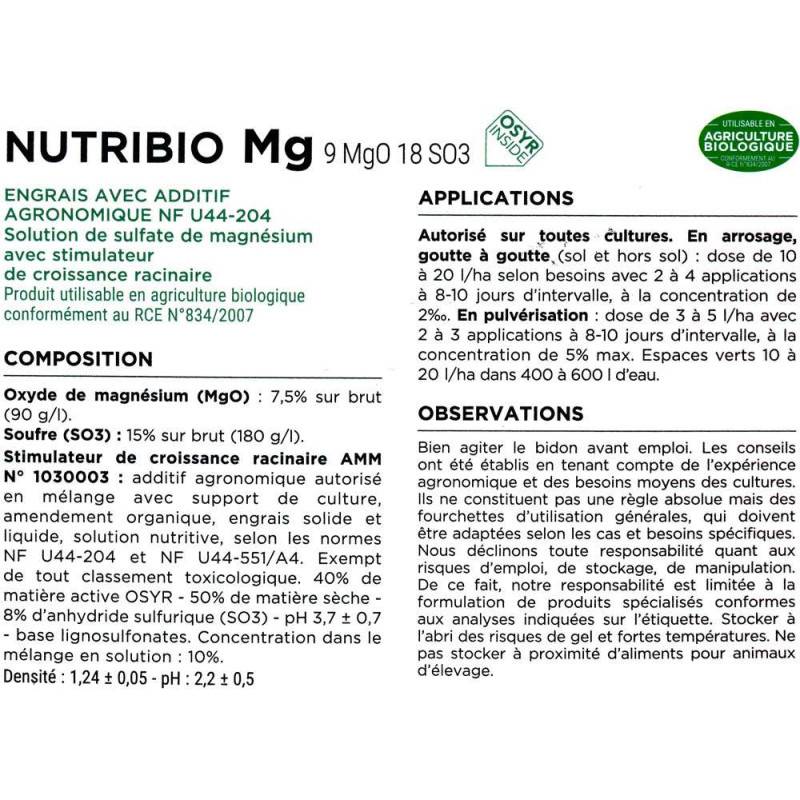 Magnésium organique, formule liquide concentrée - Agro Sens - 1 litre (500 litres de préparation) - Image 5