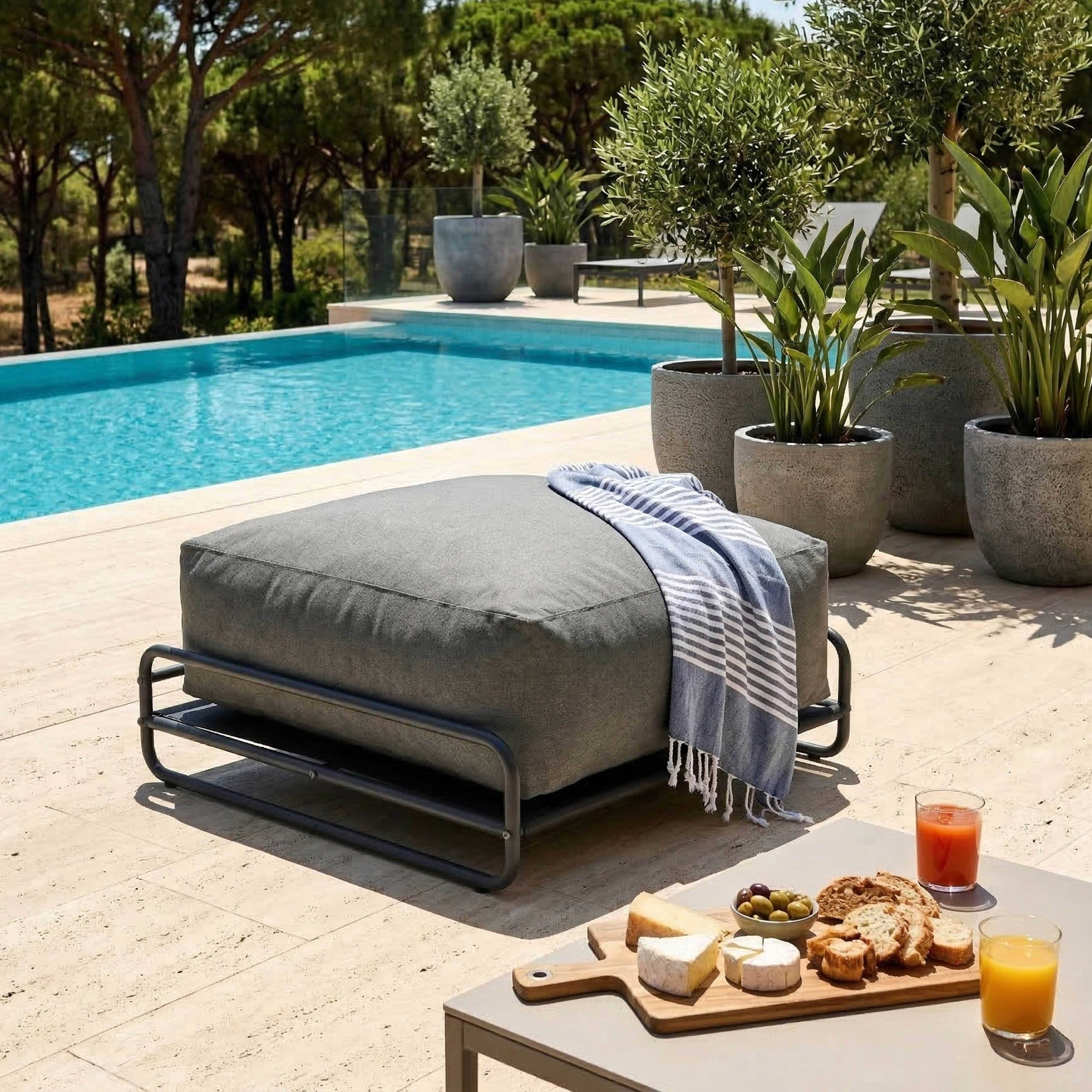 Oviala - Structure pour fauteuil et pouf de salon de jardin modulable gris Mixi - Oviala - Image 5