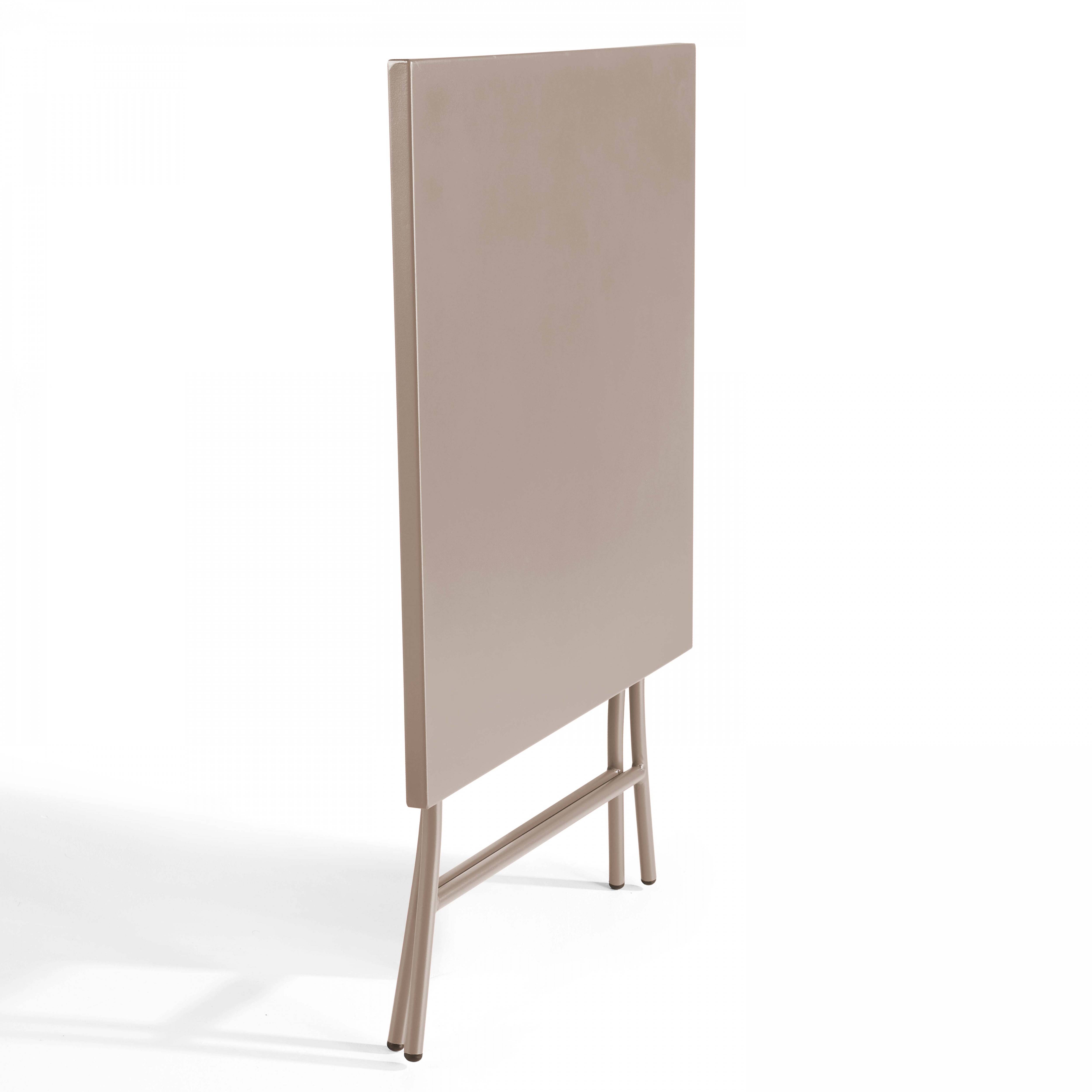 Oviala - Table de jardin pliante carrée en acier 70 cm 4 places taupe Palavas - Oviala - Image 3