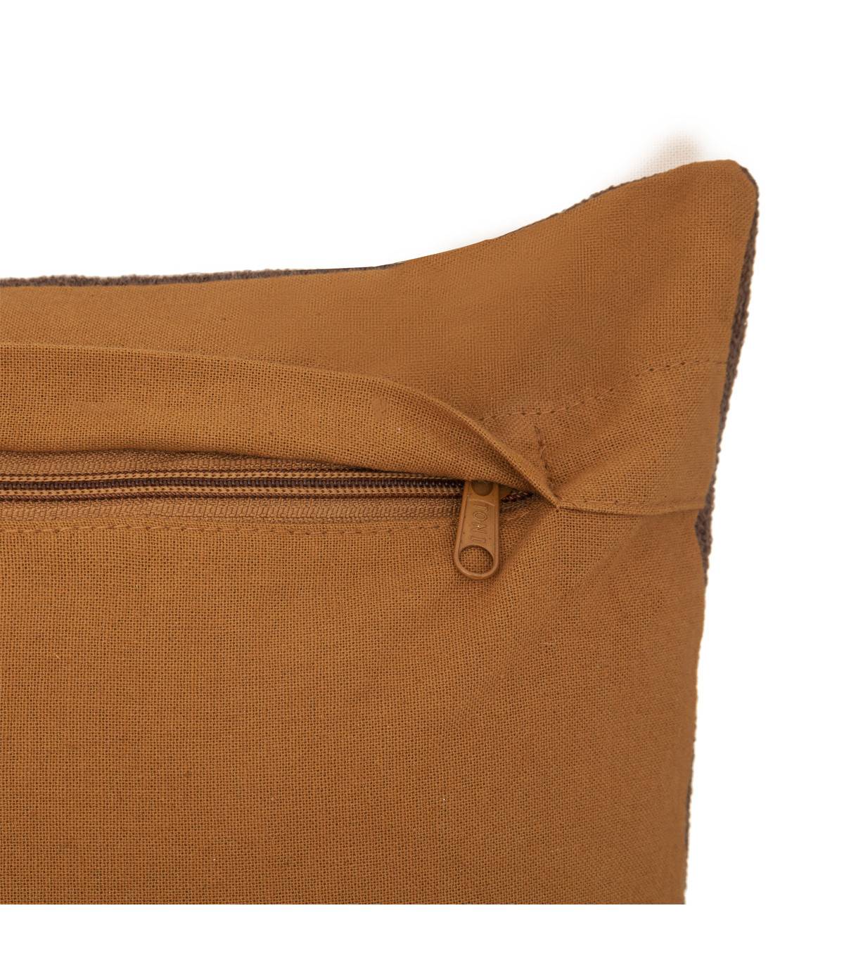 Coussin décoratif déhoussable en coton motifs brodés Ocre 30 x 50 cm - Image 2