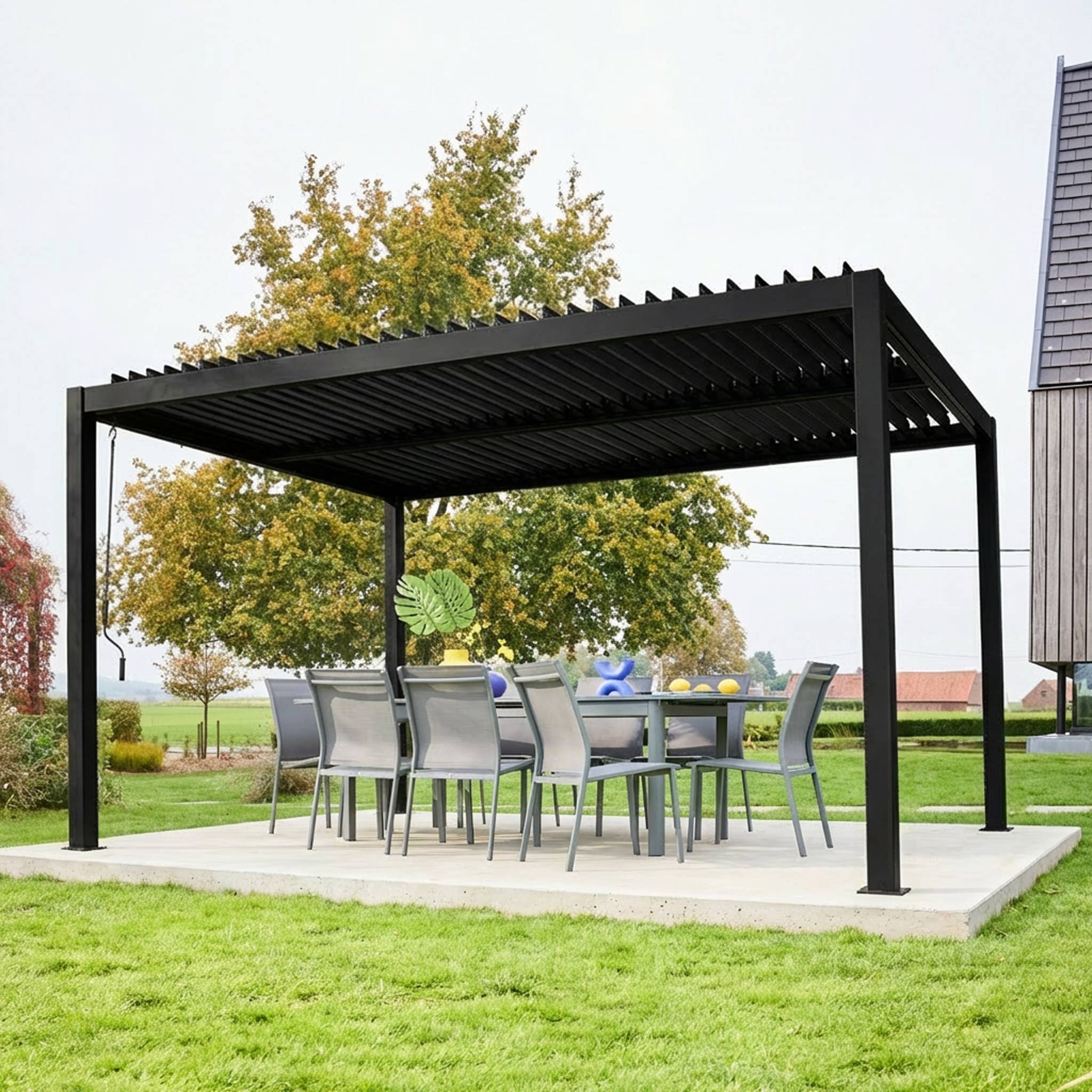 sweeek - Pergola bioclimatique noir. aluminium et acier. 3x4m. lames orientables | sweeek - Image 3