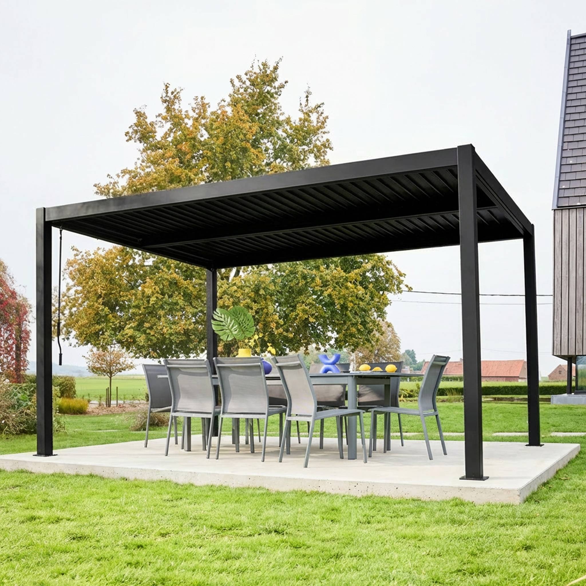 sweeek - Pergola bioclimatique noir. aluminium et acier. 3x4m. lames orientables | sweeek - Image 5