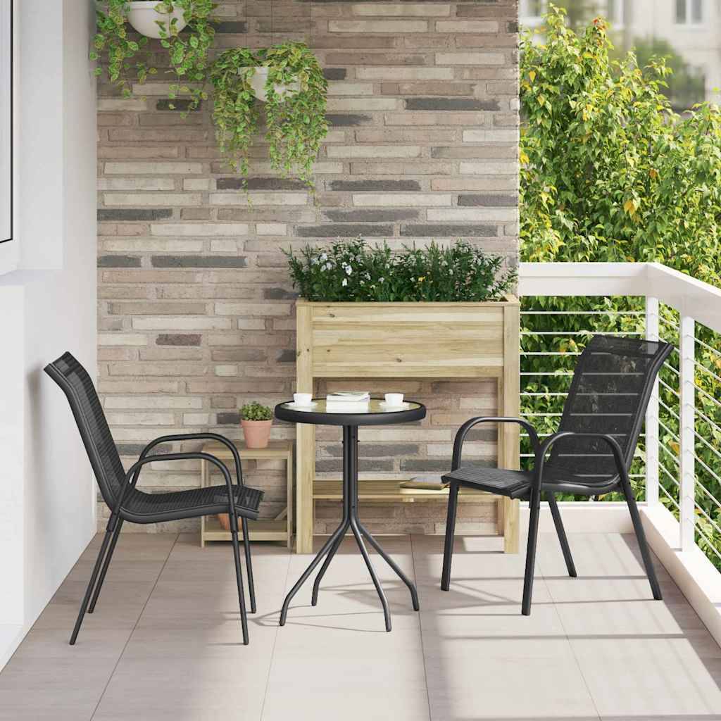 Ensemble bistro de jardin 3 pcs | Mobilier d'extérieur Noir Acier Maison Chic - Image 2