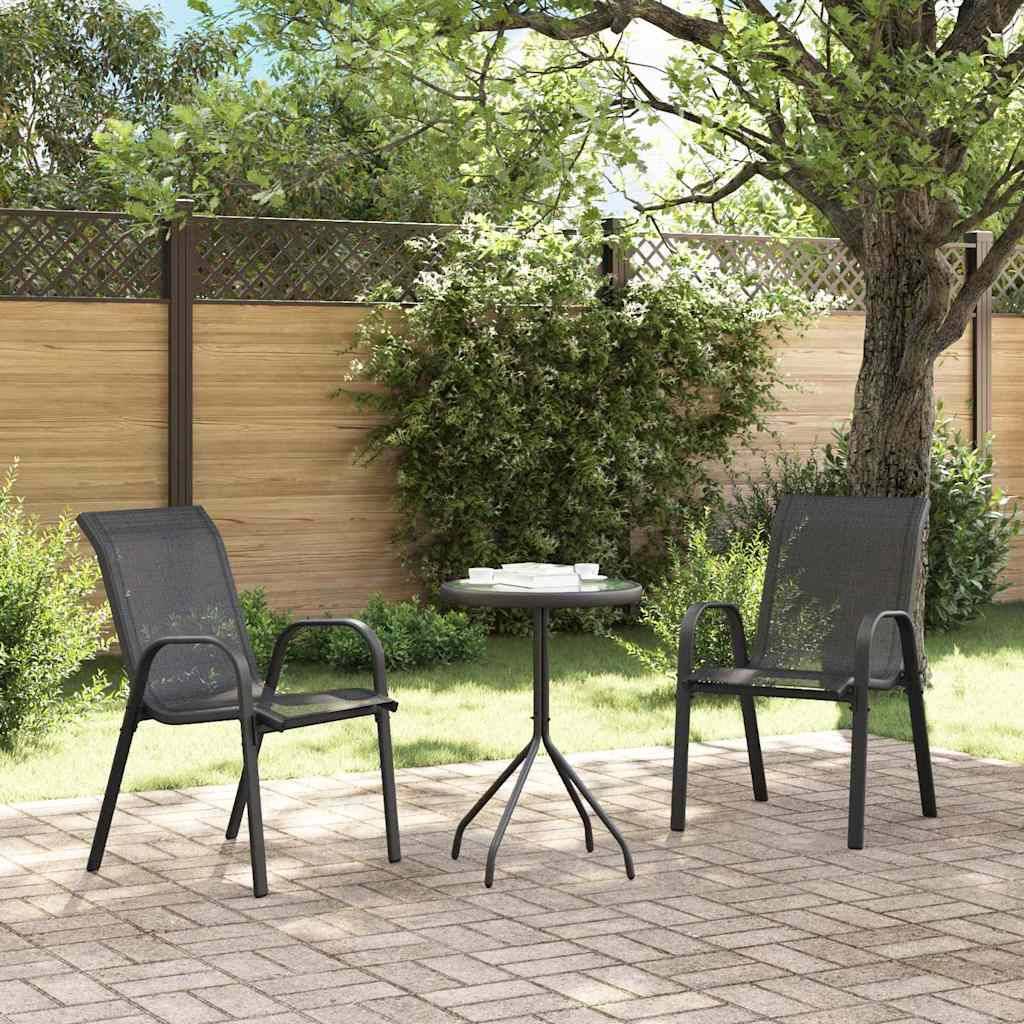 Ensemble bistro de jardin 3 pcs | Mobilier d'extérieur Noir Acier Maison Chic - Image 4