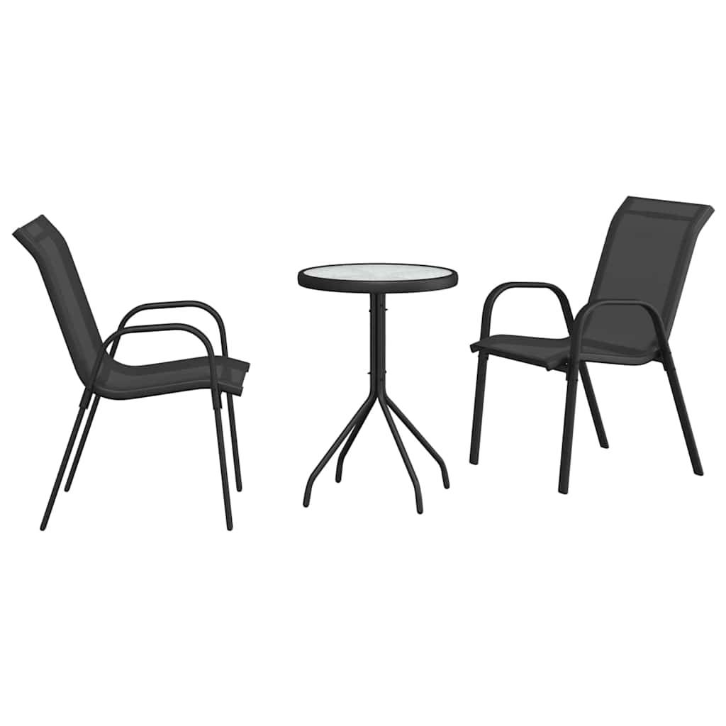 Ensemble bistro de jardin 3 pcs | Mobilier d'extérieur Noir Acier Maison Chic - Image 1