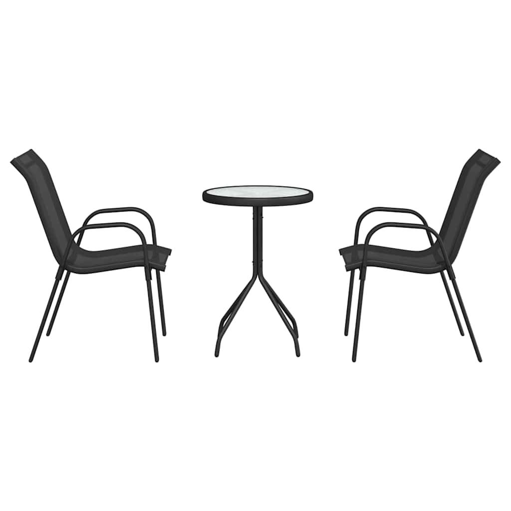 Ensemble bistro de jardin 3 pcs | Mobilier d'extérieur Noir Acier Maison Chic - Image 7