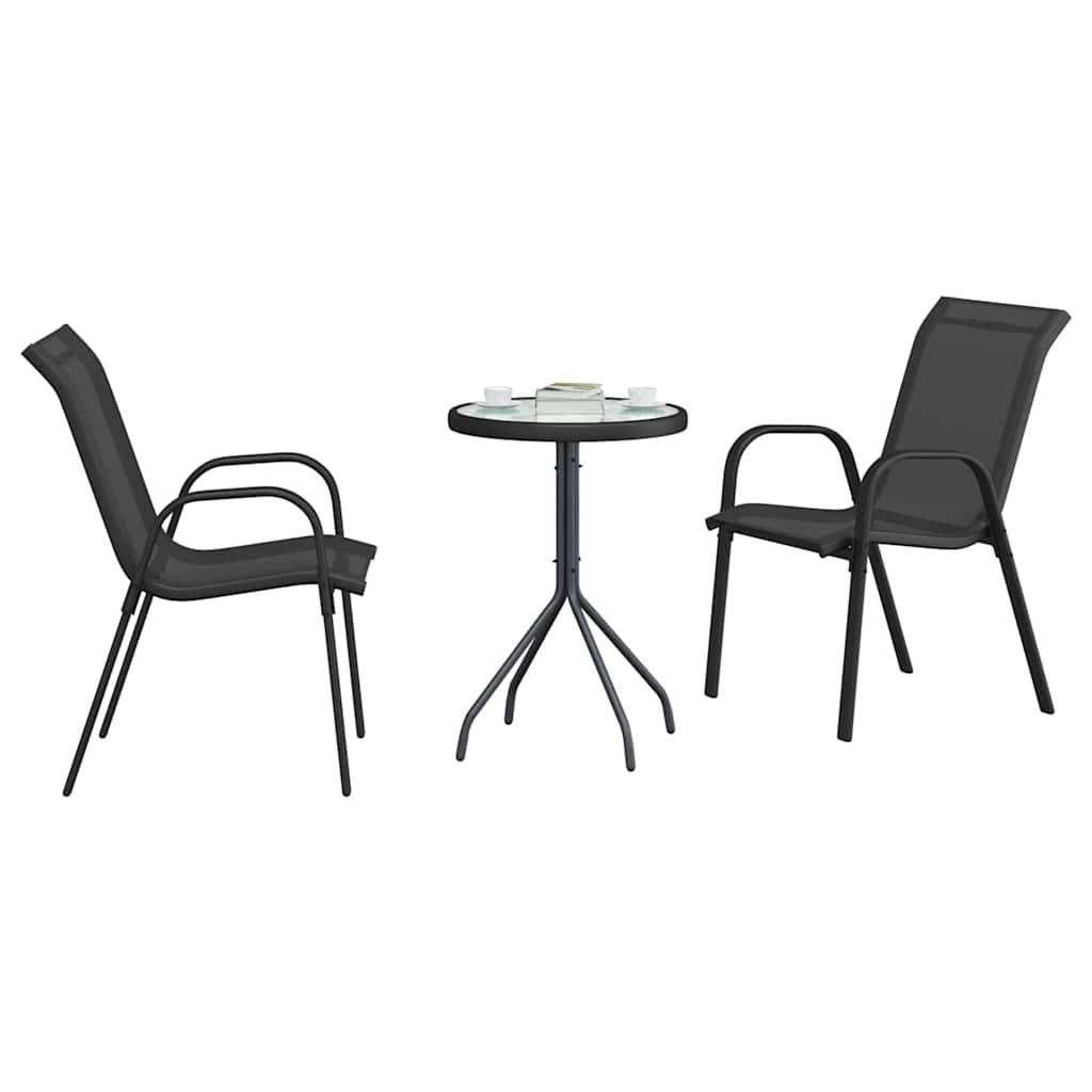 Ensemble bistro de jardin 3 pcs | Mobilier d'extérieur Noir Acier Maison Chic - Image 3