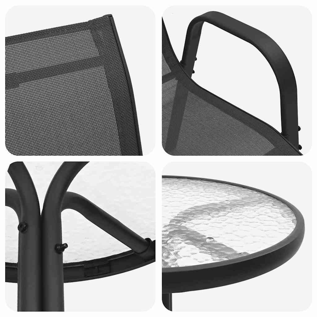Ensemble bistro de jardin 3 pcs | Mobilier d'extérieur Noir Acier Maison Chic - Image 9