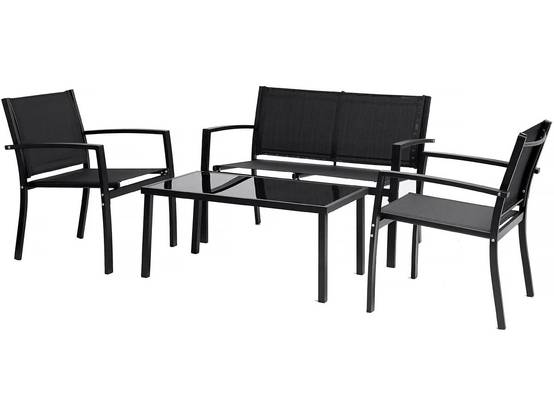 Salon De Jardin Bas "lino" - 4 Places - Noir -habitat Et Jardin - Image 1