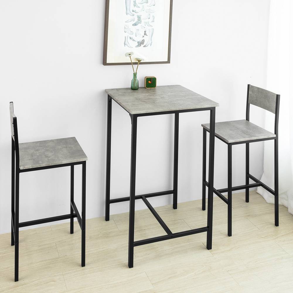 Sobuy - Ensemble Table de Bar + 2 Chaises de Bar Table Mange-Debout Table Haute Cuisine Set de Table + 2 Tabourets de Bar avec Repose-Pieds SoBuy - Image 8