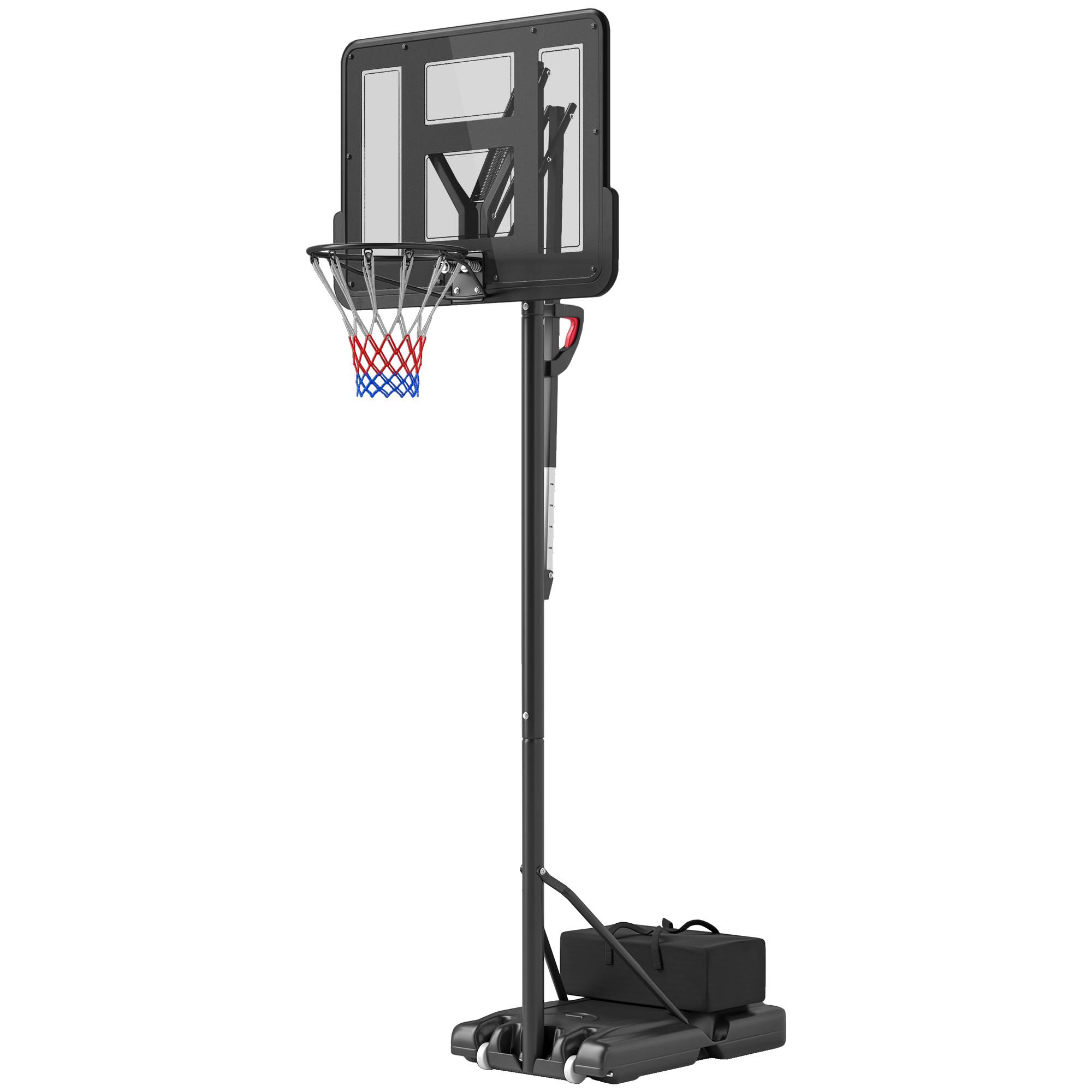 ComfortXL - Panier de basket sur pied acier et plastique noir hauteur 235-305 cm base lestable à roulettes usage extérieur - Image 2