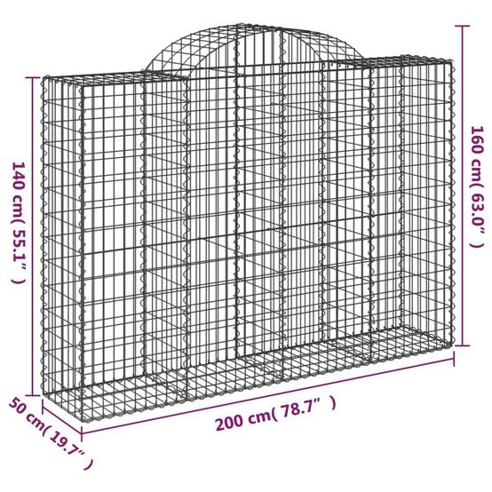 Vidaxl - Panier de gabions arqué 200x50x140/160 cm Fer galvanisé vidaXL 153497 - Image 3