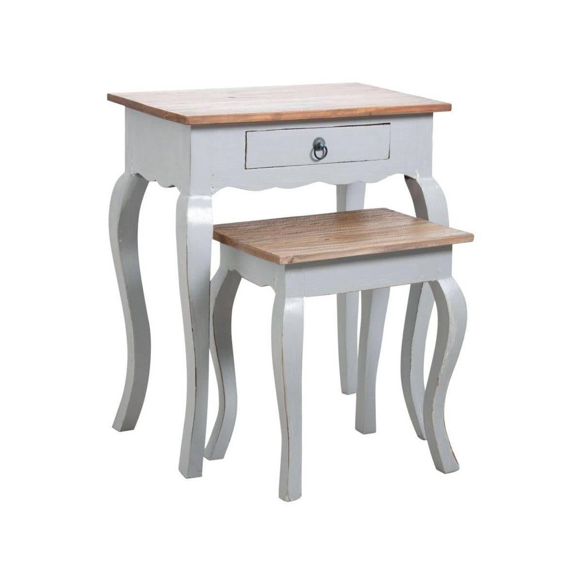 Aubry Gaspard - Tables gigognes en bois gris antique - Image 1