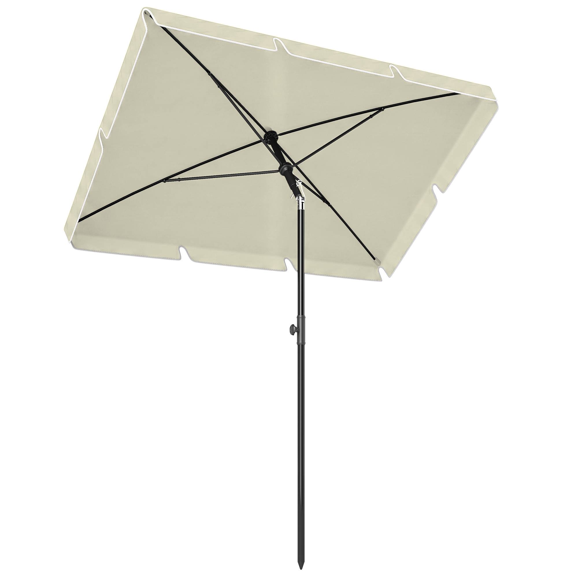 Sans Marque - Parasol de jardin Parasol droit rectangulaire inclinable alu métal polyester haute densité 2 x 1,3 m beige clair - Image 1